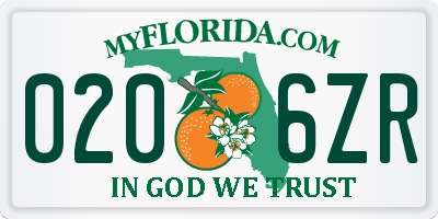 FL license plate 0206ZR