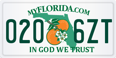 FL license plate 0206ZT