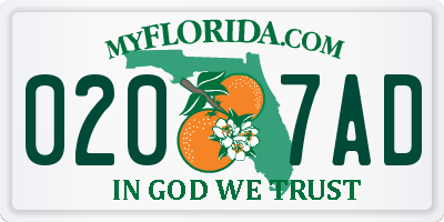 FL license plate 0207AD