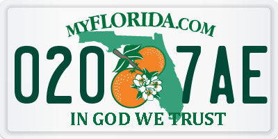 FL license plate 0207AE