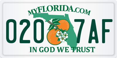 FL license plate 0207AF
