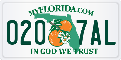 FL license plate 0207AL