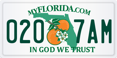 FL license plate 0207AM