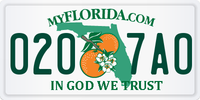 FL license plate 0207AO