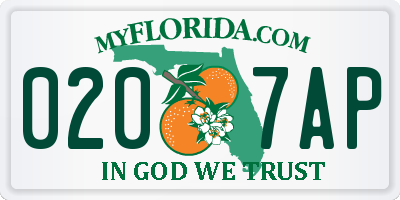 FL license plate 0207AP