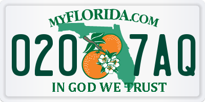 FL license plate 0207AQ