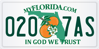 FL license plate 0207AS