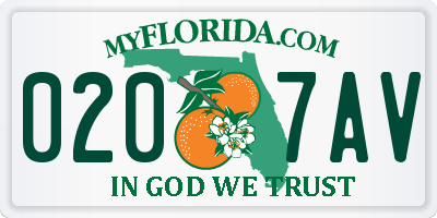 FL license plate 0207AV