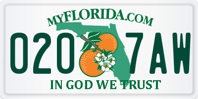 FL license plate 0207AW