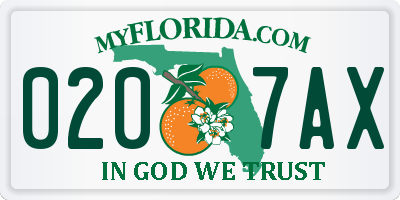 FL license plate 0207AX