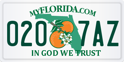 FL license plate 0207AZ