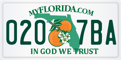 FL license plate 0207BA