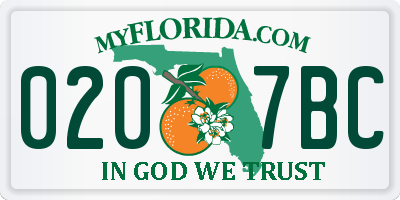 FL license plate 0207BC