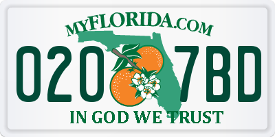 FL license plate 0207BD