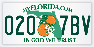 FL license plate 0207BV