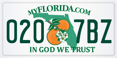 FL license plate 0207BZ