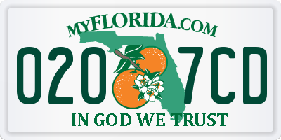 FL license plate 0207CD