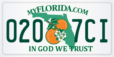 FL license plate 0207CI