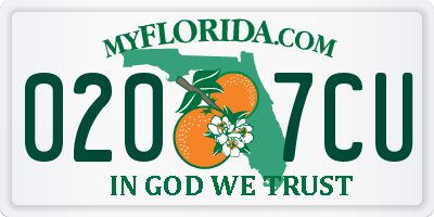 FL license plate 0207CU