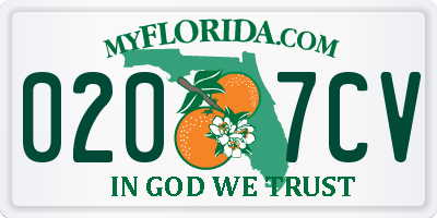 FL license plate 0207CV
