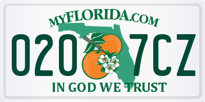 FL license plate 0207CZ