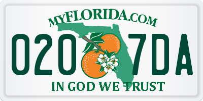 FL license plate 0207DA
