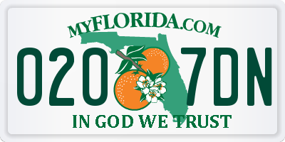FL license plate 0207DN