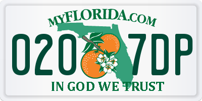 FL license plate 0207DP