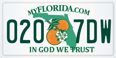 FL license plate 0207DW