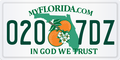 FL license plate 0207DZ