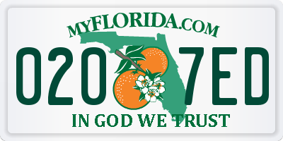 FL license plate 0207ED