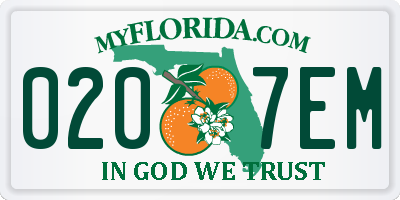 FL license plate 0207EM