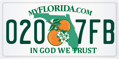 FL license plate 0207FB