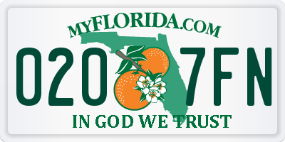 FL license plate 0207FN