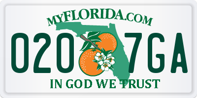 FL license plate 0207GA
