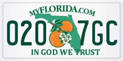FL license plate 0207GC