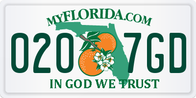FL license plate 0207GD