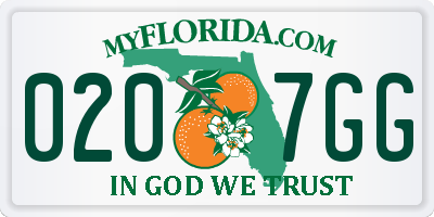FL license plate 0207GG