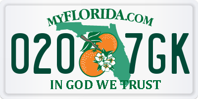 FL license plate 0207GK