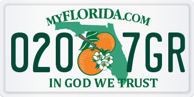 FL license plate 0207GR
