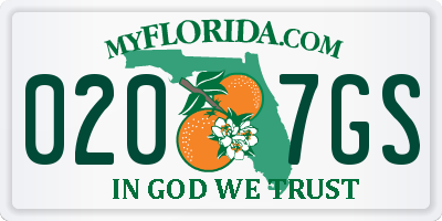 FL license plate 0207GS