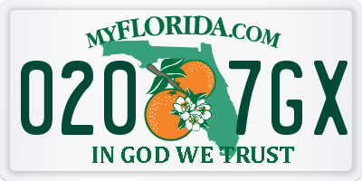 FL license plate 0207GX