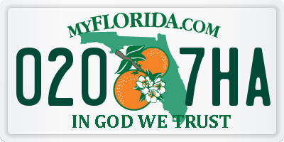 FL license plate 0207HA