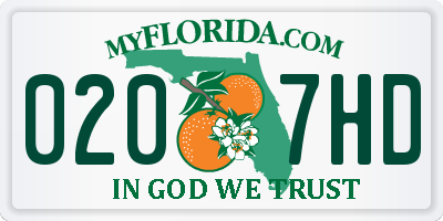FL license plate 0207HD