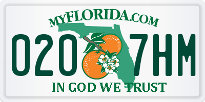 FL license plate 0207HM
