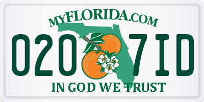 FL license plate 0207ID
