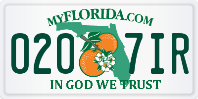 FL license plate 0207IR