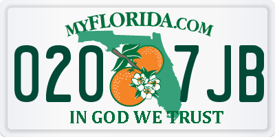 FL license plate 0207JB