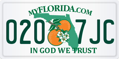 FL license plate 0207JC