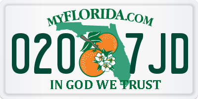 FL license plate 0207JD